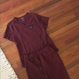 Women’s JAANUU Maroon Scrub Set